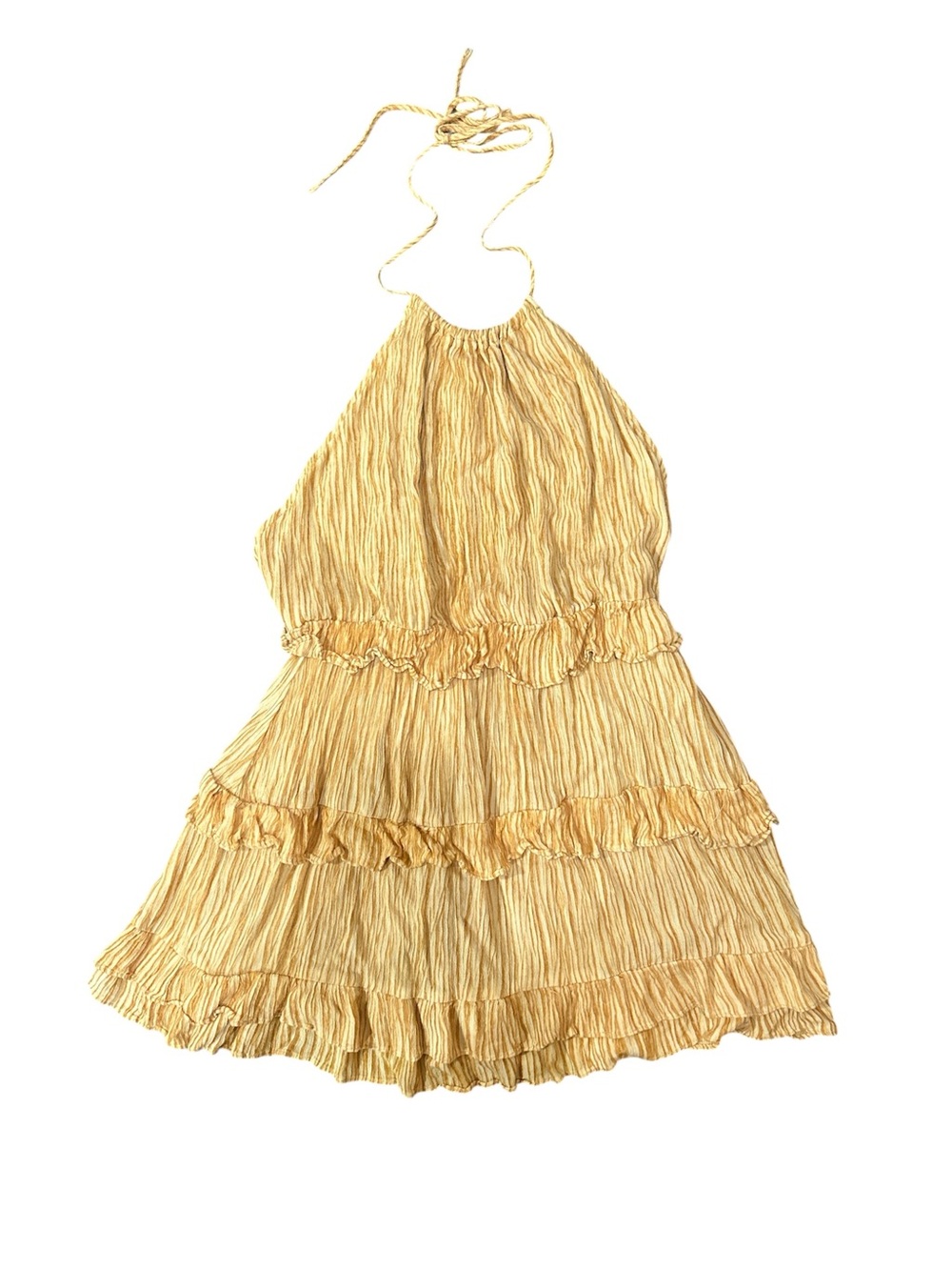 Lulus yellow Halter Ruffle Tiered Dress sz XS